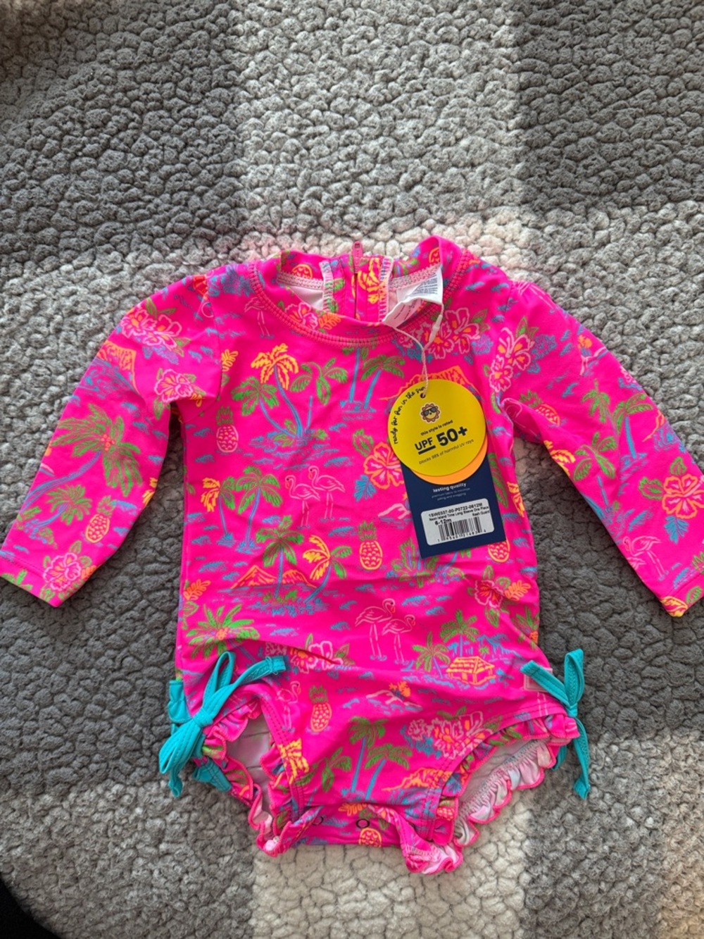 NWT Ruffle Butts Long Sleeve One Piece Rash Guards - Picture 2 of 6